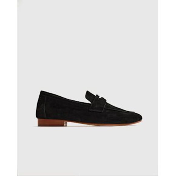 Quince Women Italian Suede Penny Loafer Black Shoes 6.5 - Picture 1 of 3